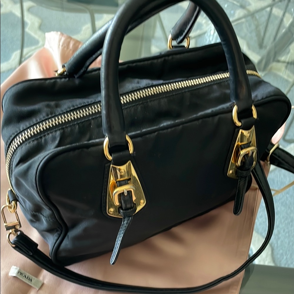 Prada Black Satchel with Gold Hardware with Box and Dust bag - Picture 4 of 9